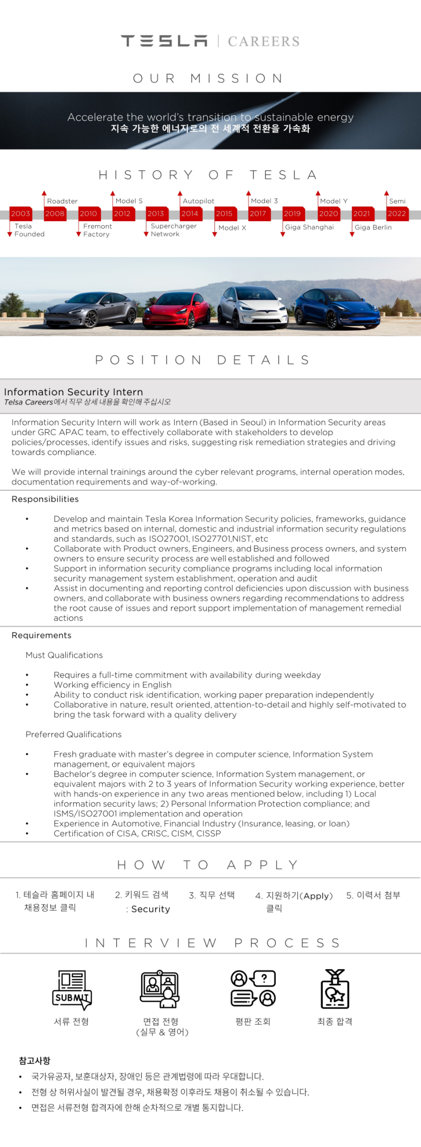 [Tesla Korea] Information Security Intern