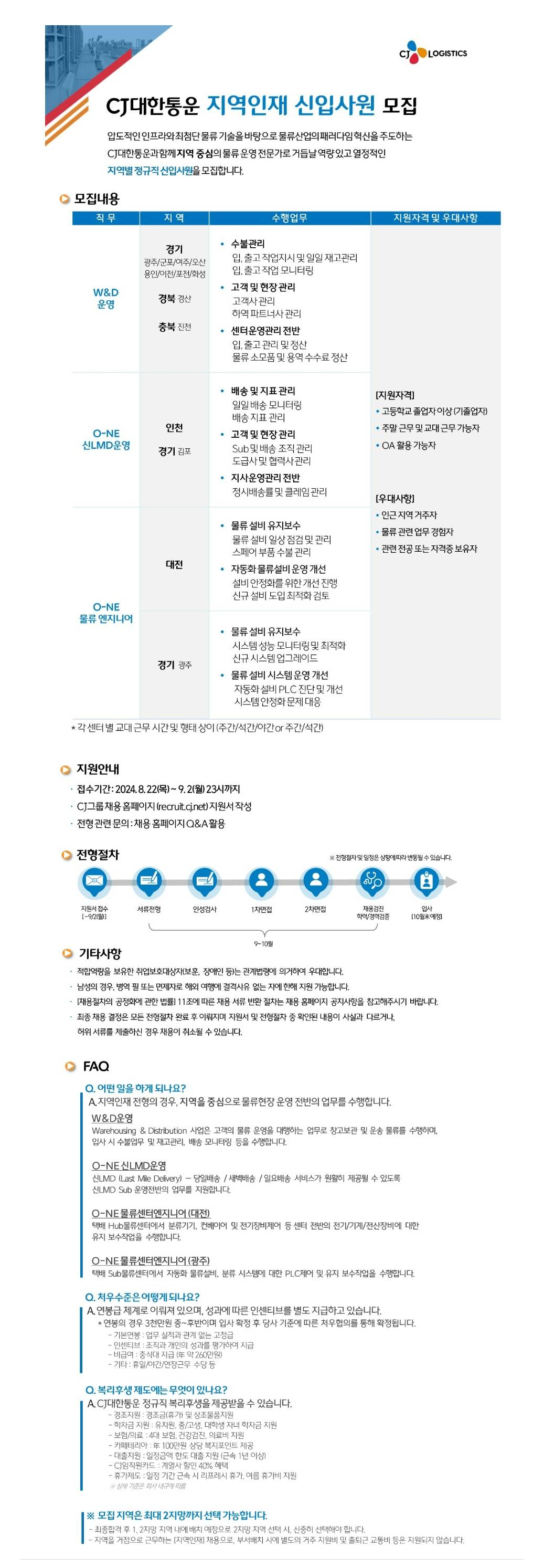 [CJ대한통운] 지역인재 신입사원 모집