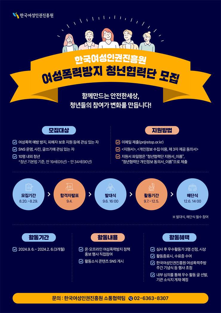 한국여성인권진흥원 2024 여성폭력방지 청년협력단 모집