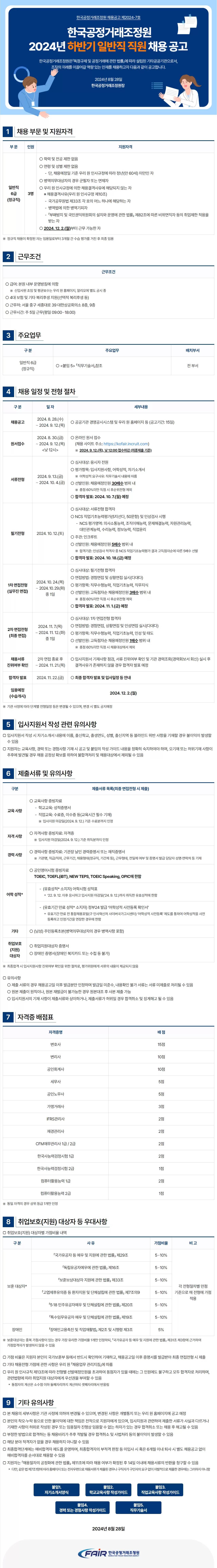 [한국공정거래조정원] 2024년 하반기 일반직 직원 채용 공고