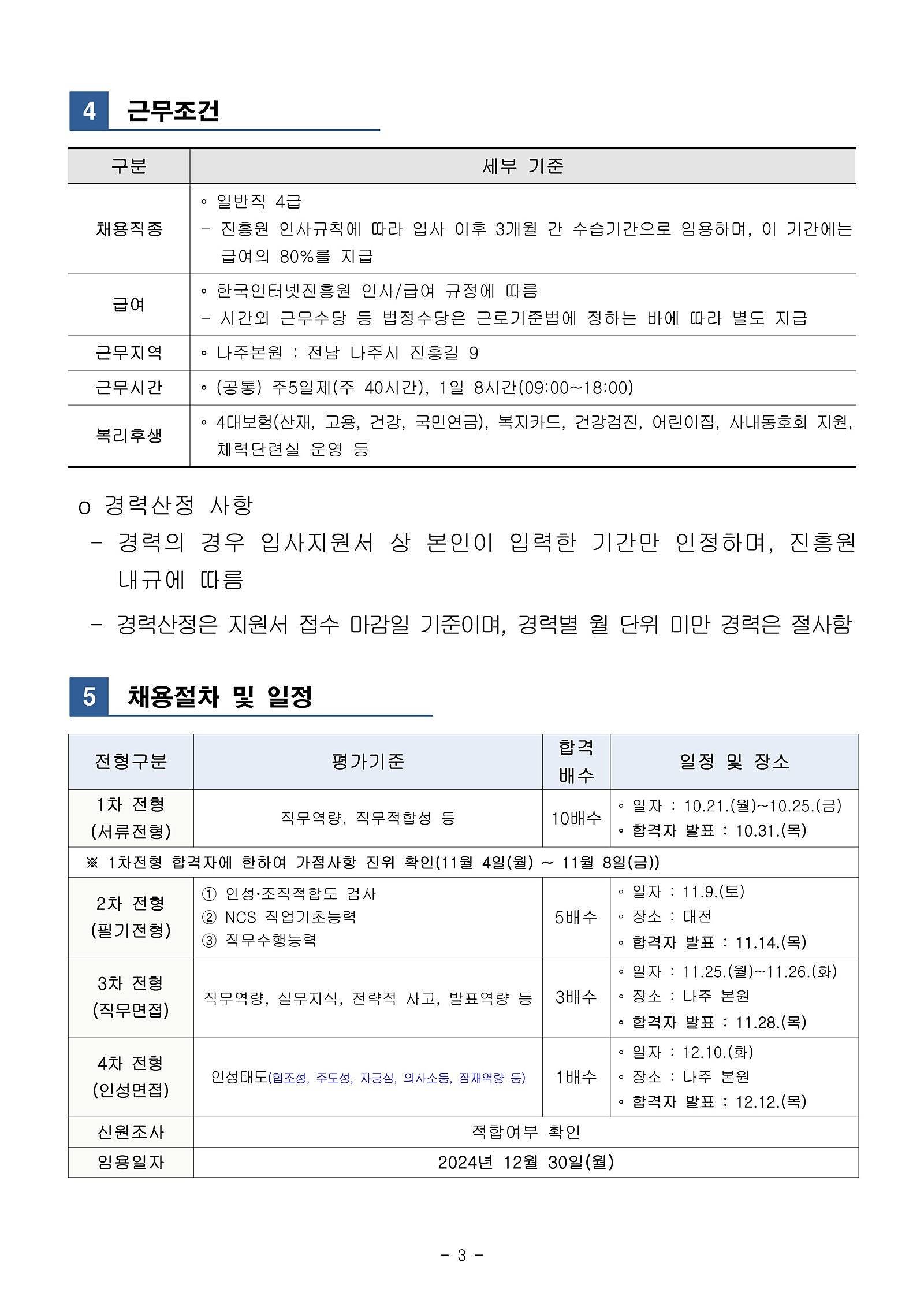 [한국인터넷진흥원] 2024년 고졸전형 (정규직) 직원 채용(~10/17 10시)