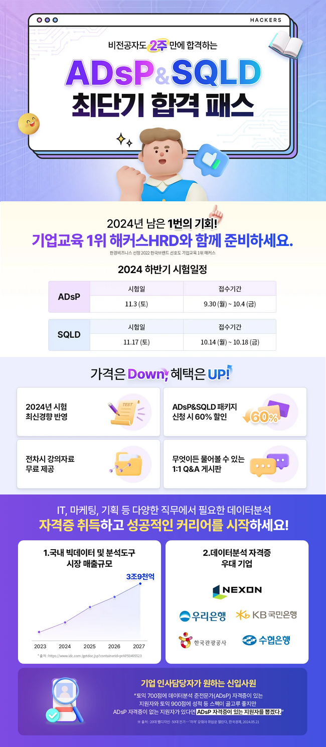 [2주 단기 합격] 데이터분석 자격증 ADsP&SQLD 취득하기!