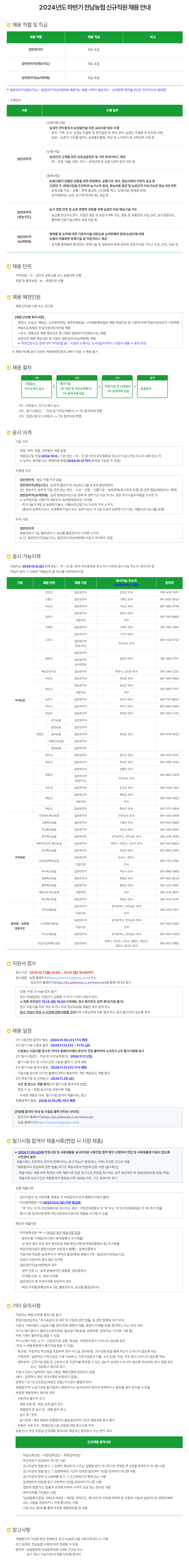 [전남농협] 2024년도 하반기 신규직원 채용