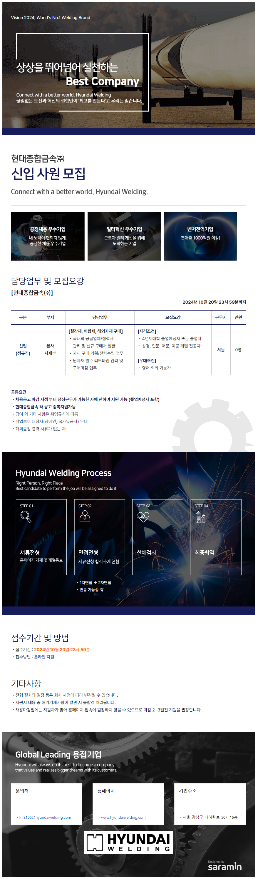 [현대종합금속] 본사 자재부 신입 채용 (~10/20)