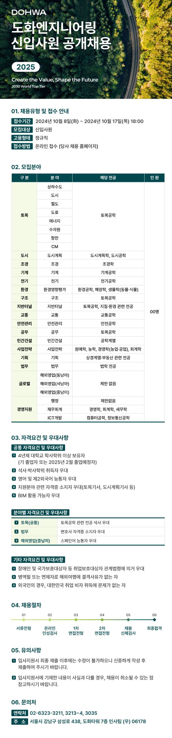 [도화엔지니어링] 2025년도 대졸 신입사원 공개채용