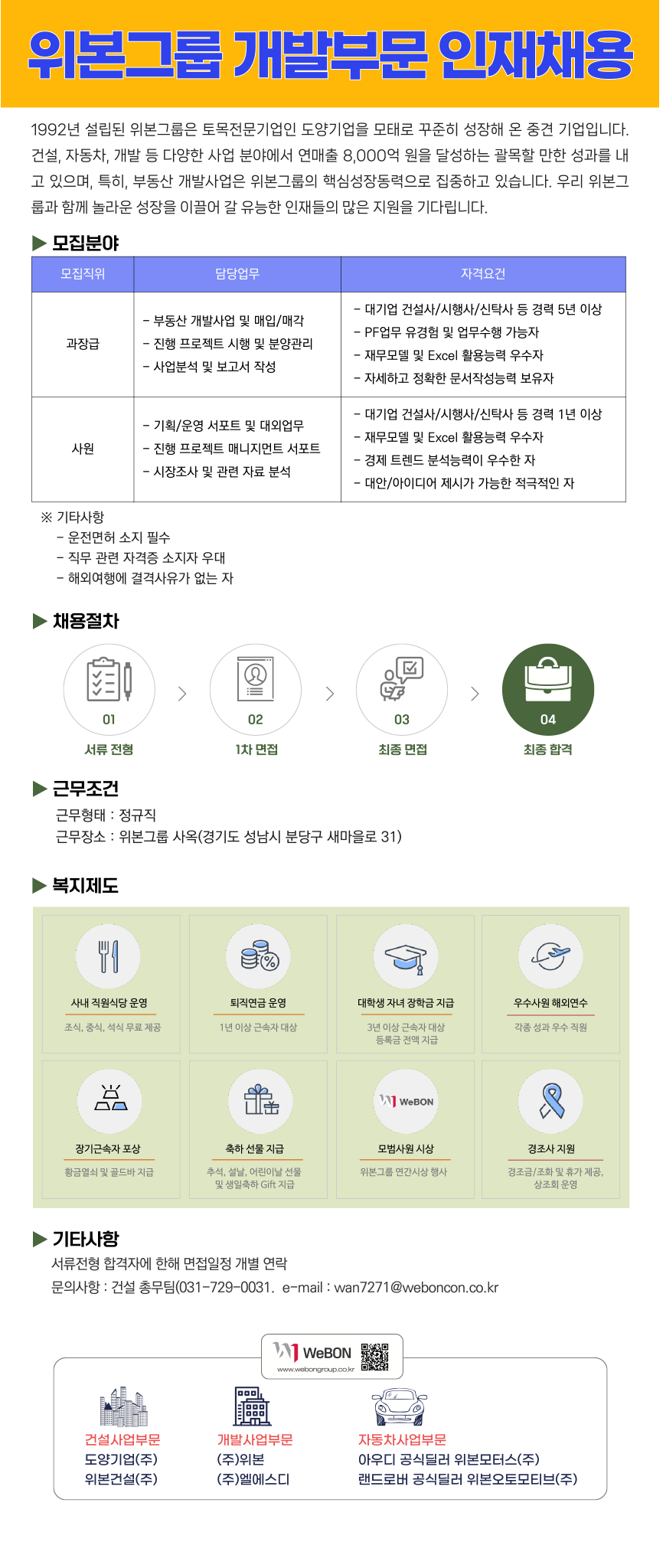 [도양기업] 위본그룹 개발부문 인재채용 (~10/21)