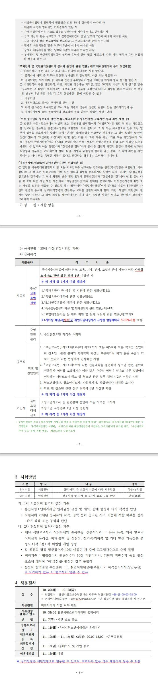 [용인시청소년미래재단] 2024년도 직원 채용 공고