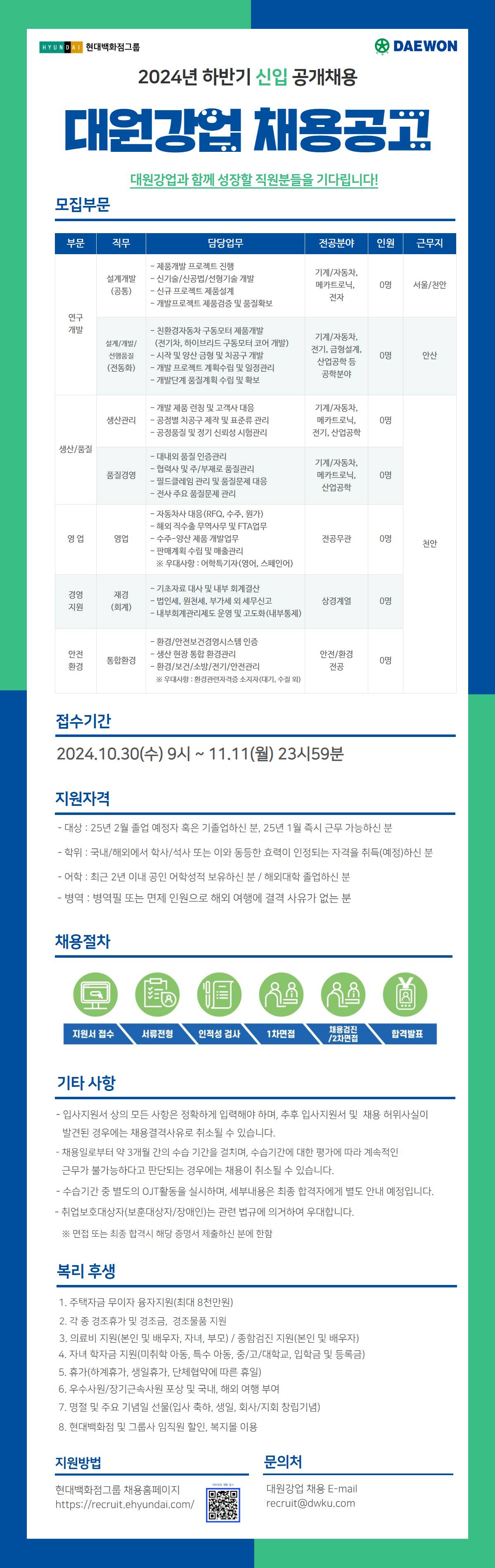 [대원강업] 2024년 하반기 대원강업 신입사원 채용