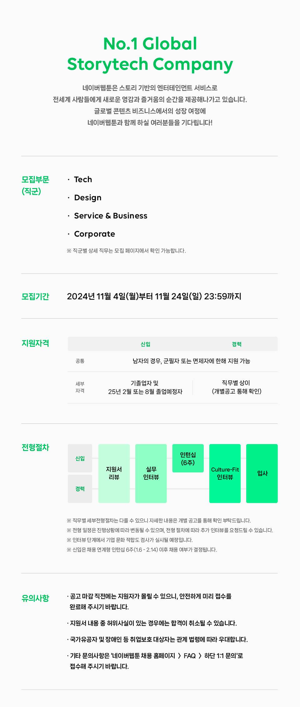 [네이버웹툰] 2025년 상반기 신입 / 경력 채용 모집 (~11/24)