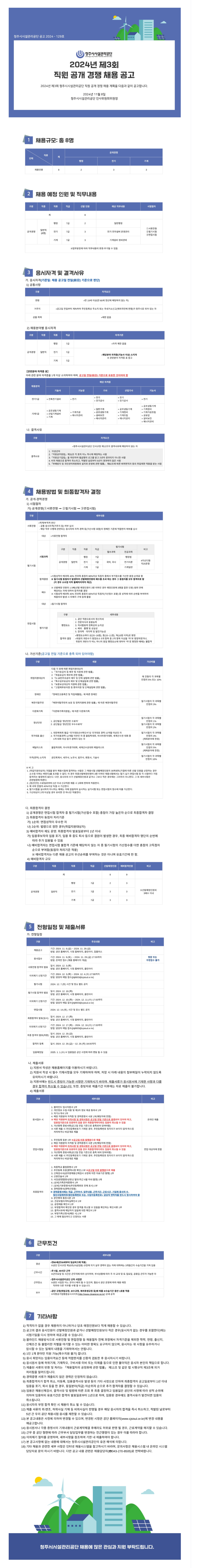 [청주시시설관리공단]  2024년 제3회 직원 공개경쟁 채용 (~11/29)