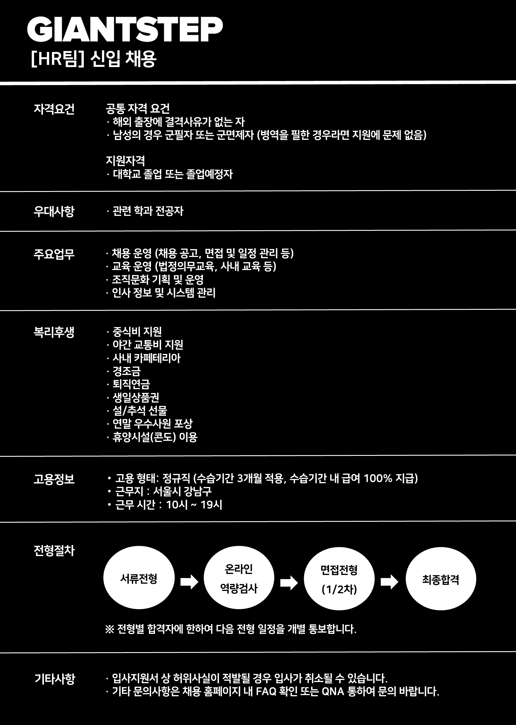 [자이언트스텝] 2024 HR팀 신입 채용 (~11/30)