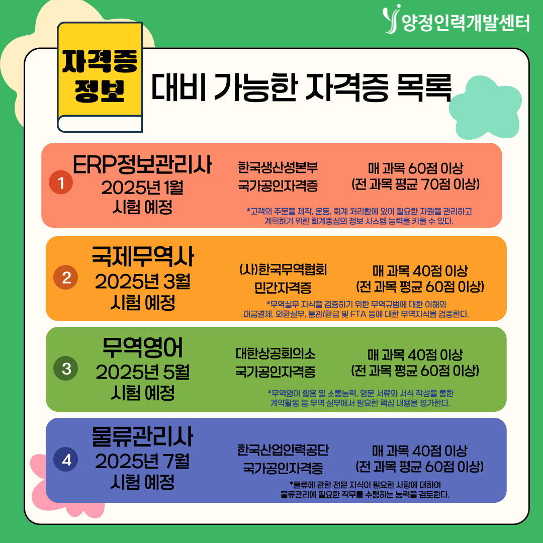 ★전액지원교육★ 2025 국제무역&무역영어&물류<< 자격증준비생 급구