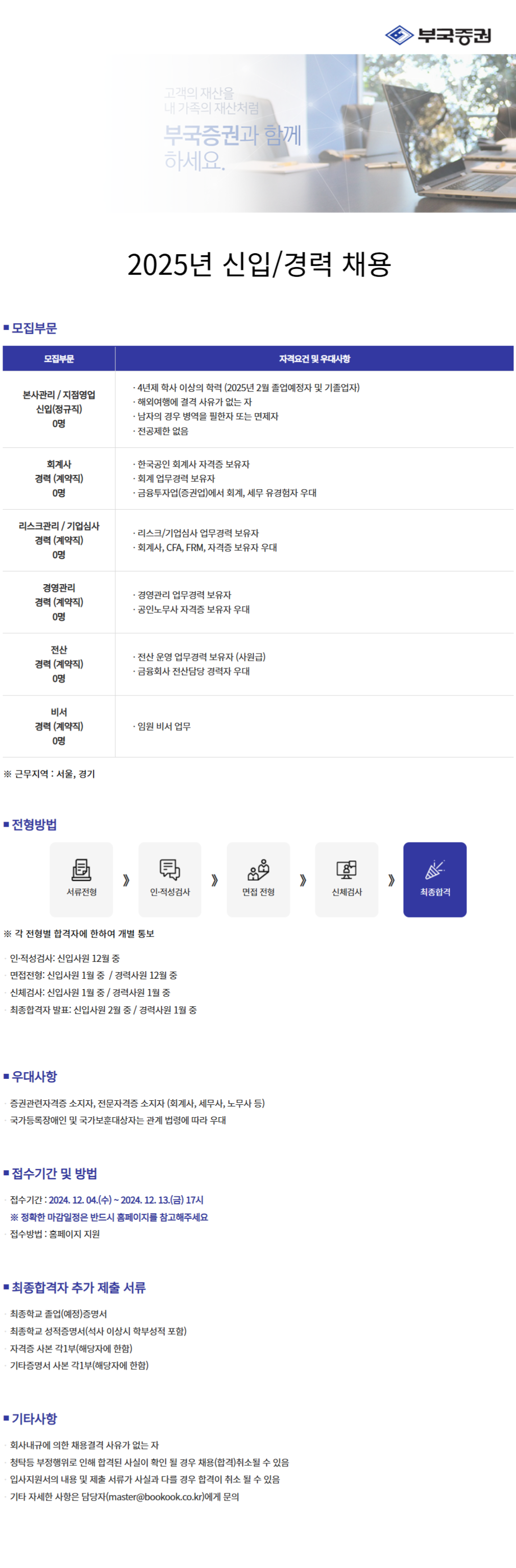 [부국증권] 2025년 신입/경력 채용 (~12/13 17시)