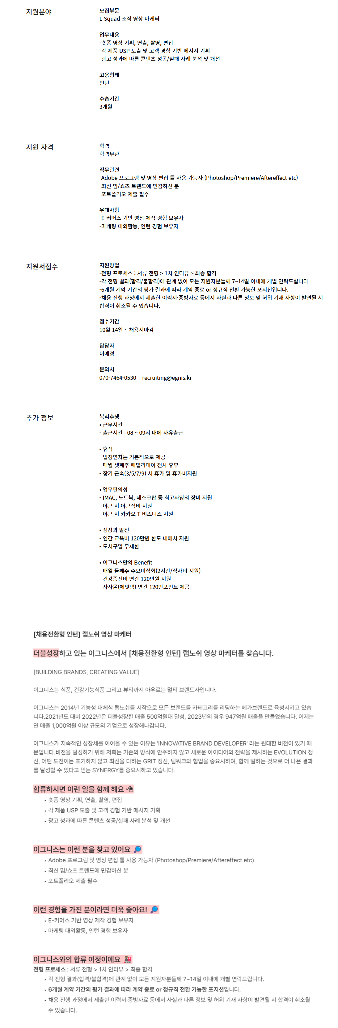 [이그니스] L Squad 조직 영상 마케터