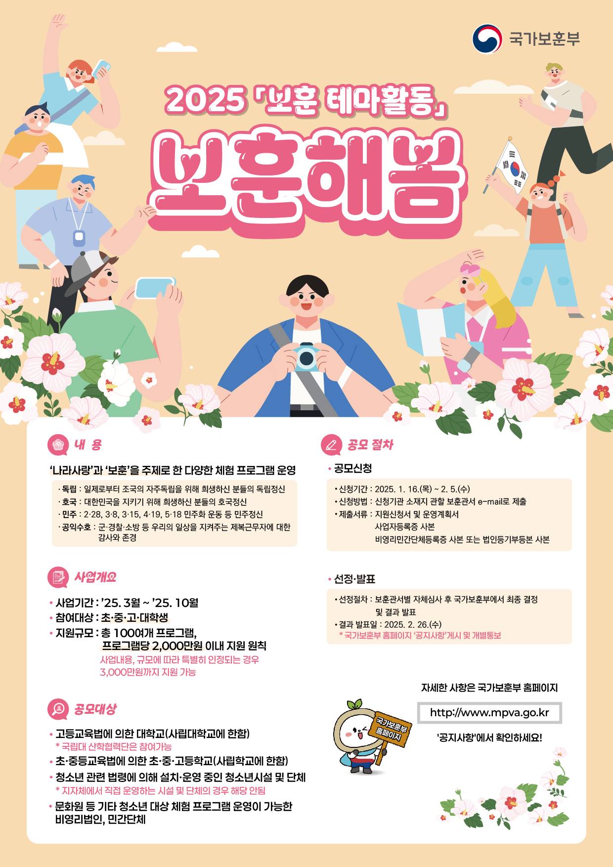 2025년 청소년 보훈문화 체험활동 <보훈해봄> 프로그램 공모