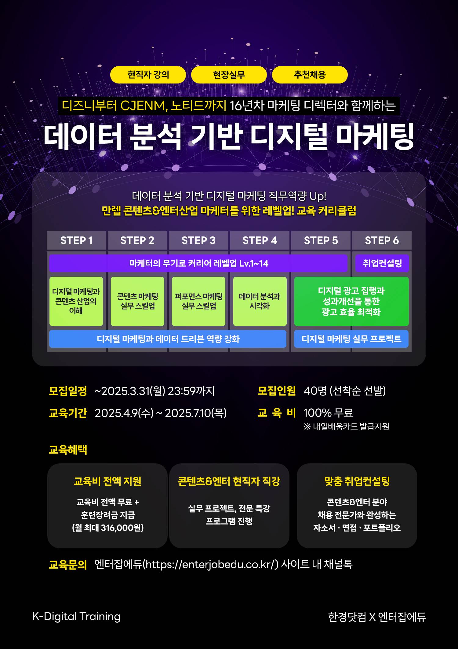 [전액무료] 콘텐츠&엔터 산업 마케터 양성_데이터 분석 기반 디지털 마케팅 모집