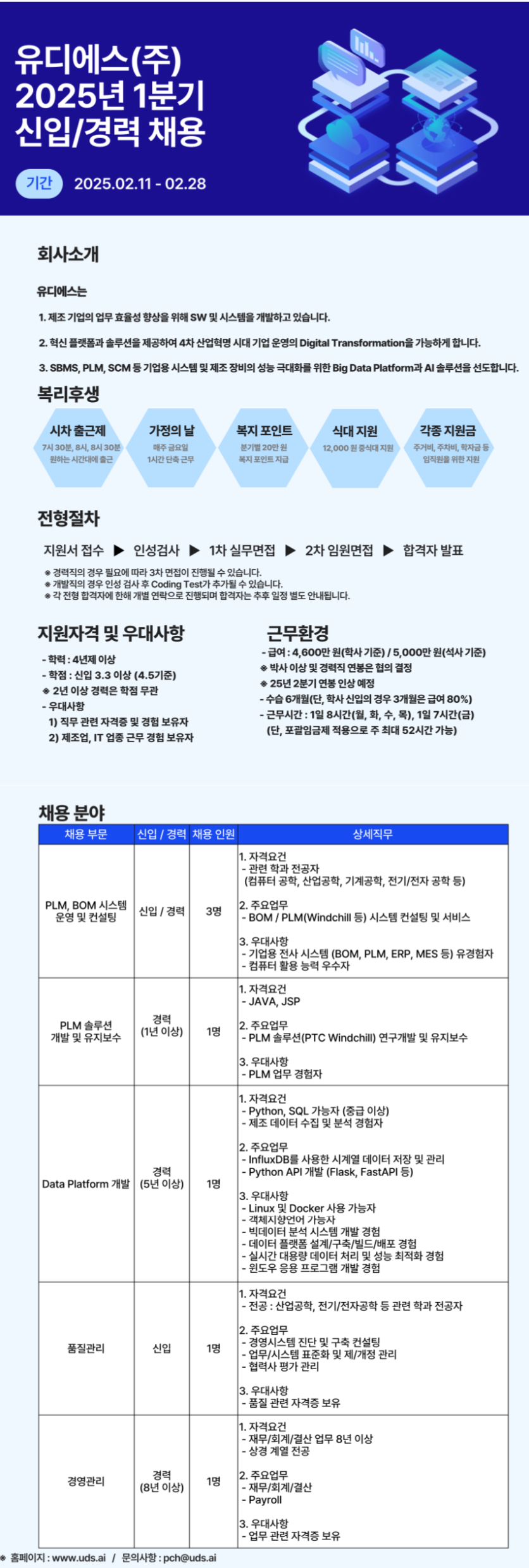 [유디에스] 2025년 1분기 신입/경력 채용 (~02/28)