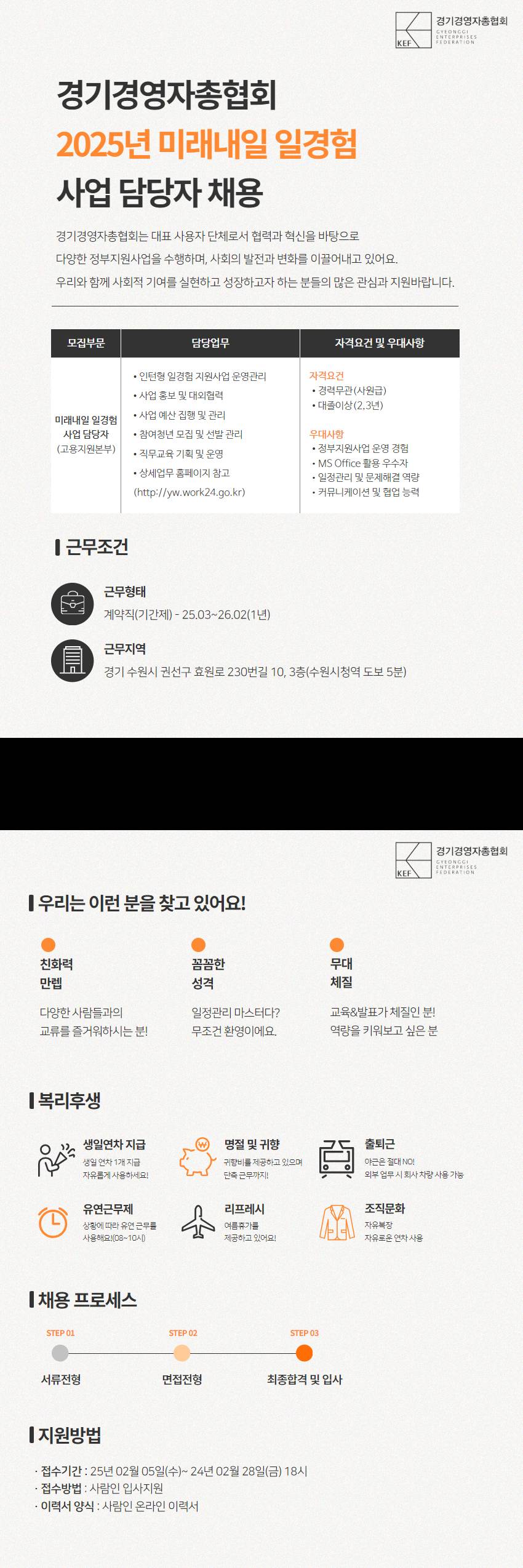 [경기경영자총협회] 25년 미래내일 일경험 지원사업 전담인력 채용