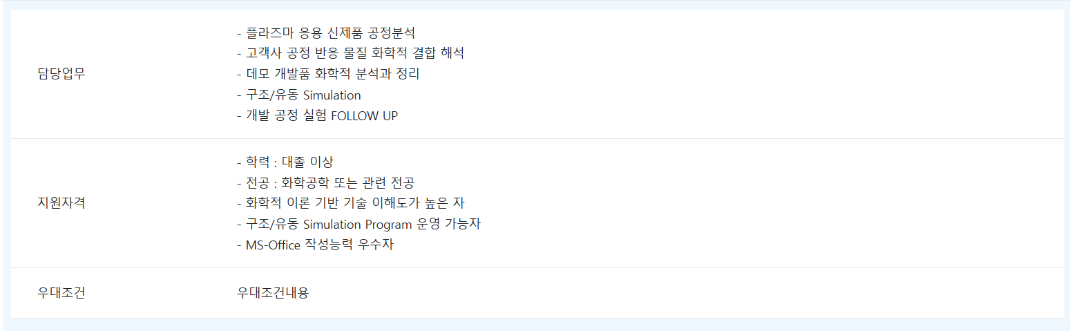 [뉴파워프라즈마] 공정 화학 분석 채용