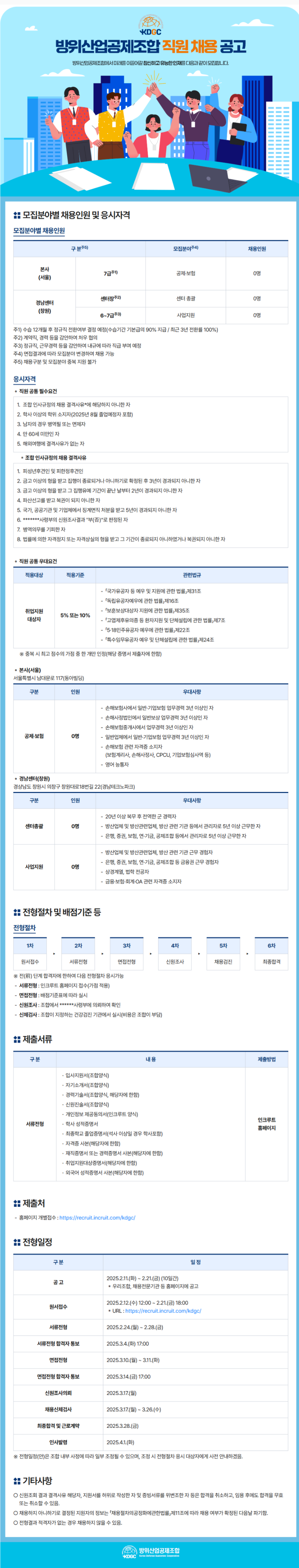 [방위산업공제조합] 직원 채용 (~02/21 18시)