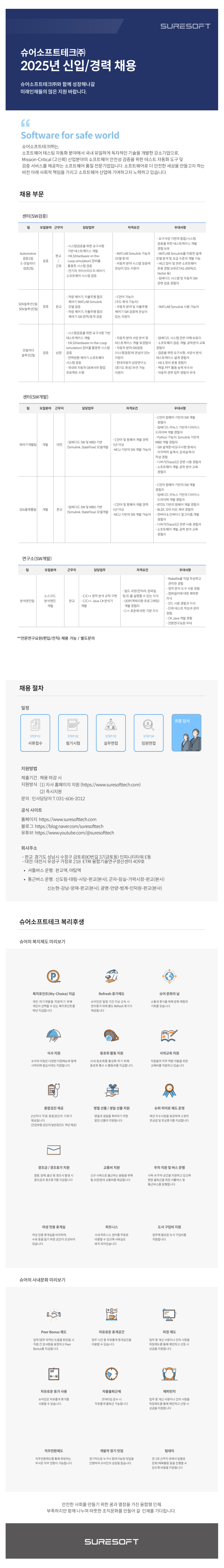 [슈어소프트테크] 2025년 각 부문별 신입 및 경력 채용 (~03/21)