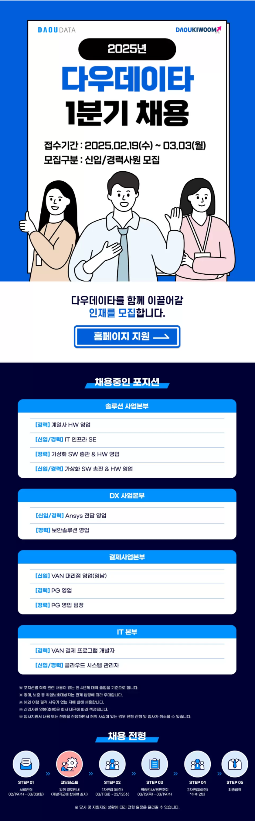 [다우데이타] 2025년 1분기 정기 채용 (~03/03)