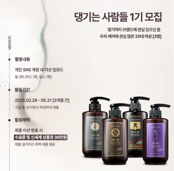 댕기머리 공식 서포터즈 댕기는 사람들 1기 모집