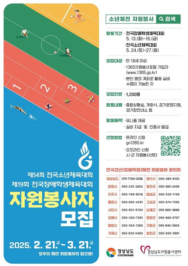2025 전국소년(장애학생)체전 자원봉사자 모집(~3/21)