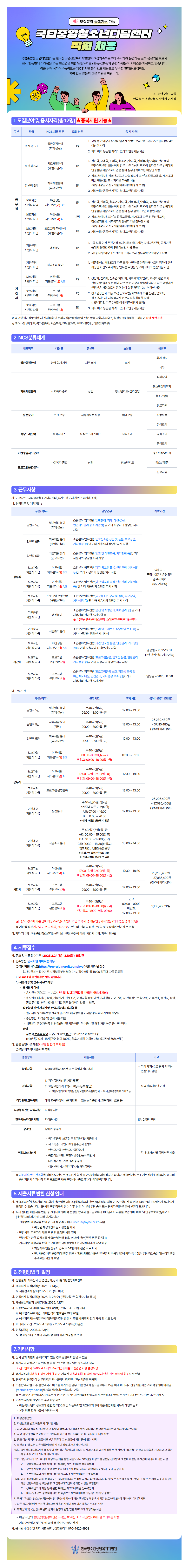 [한국청소년상담복지개발원] 2025년 1차 국립중앙청소년디딤센터 직원 채용 (~03/10)