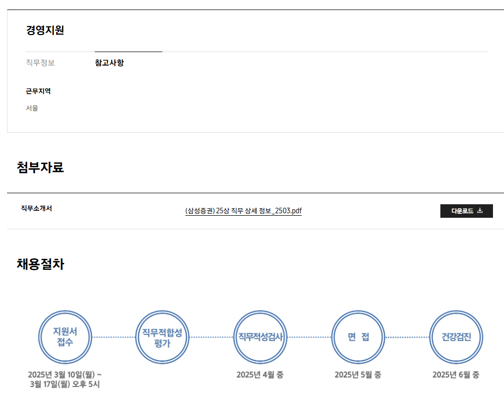 [삼성증권] 2025년 상반기 3급 신입사원 채용 공고