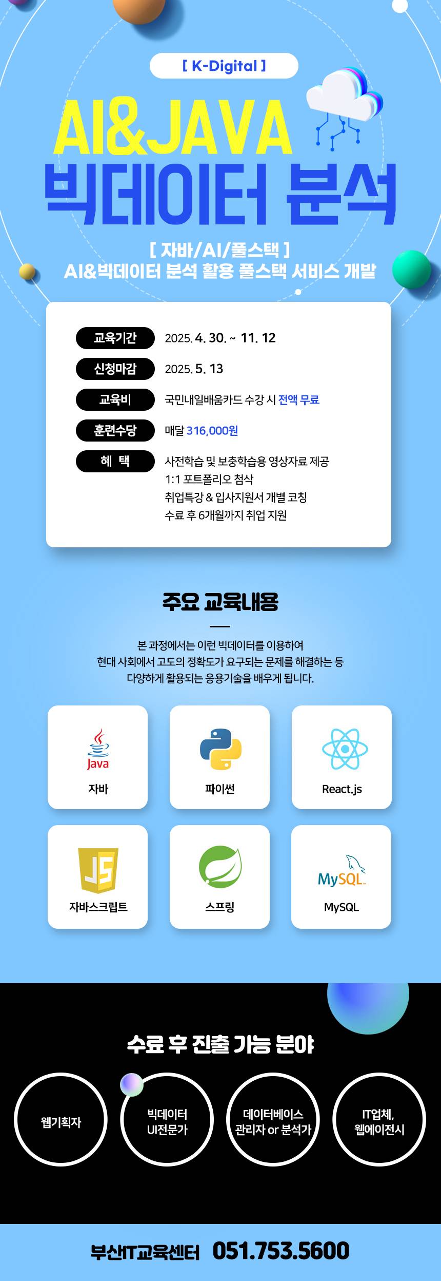 [KDT/전액무료][K디지털] AI&빅데이터 분석 활용 풀스택 서비스 개발(~5/13)