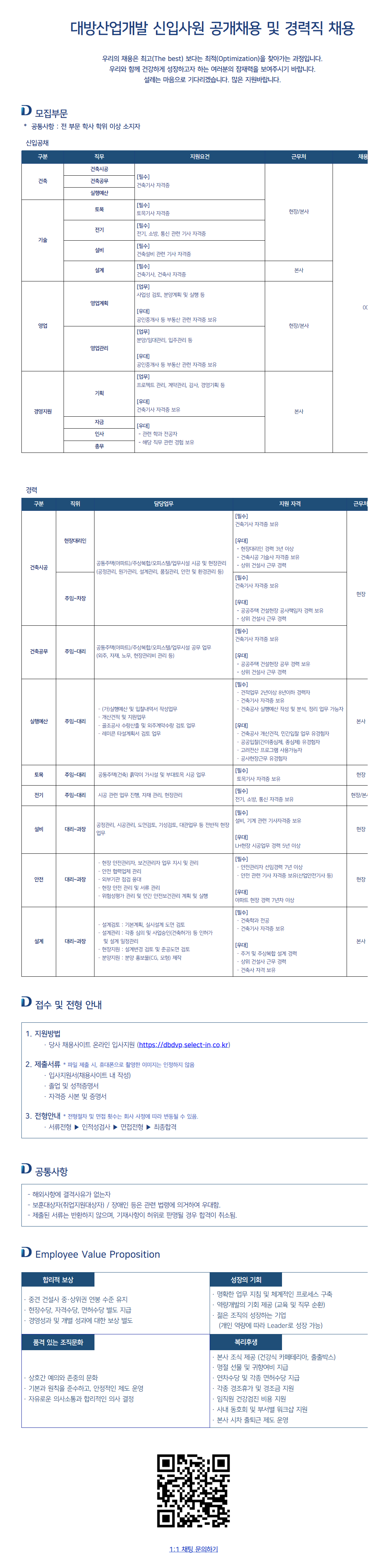 [대방산업개발] 신입사원 공개채용 및 경력직 채용