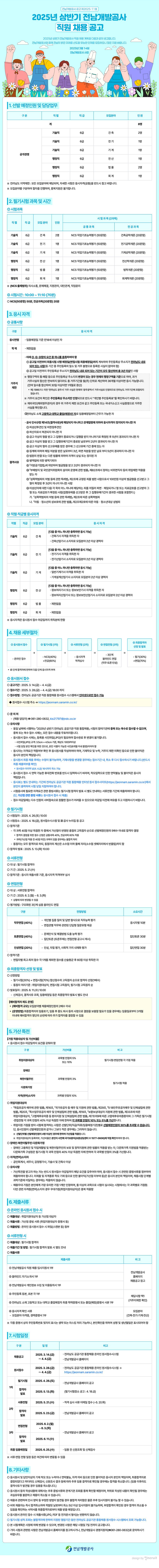 [전남개발공사] 2025년 상반기 직원 채용 공고