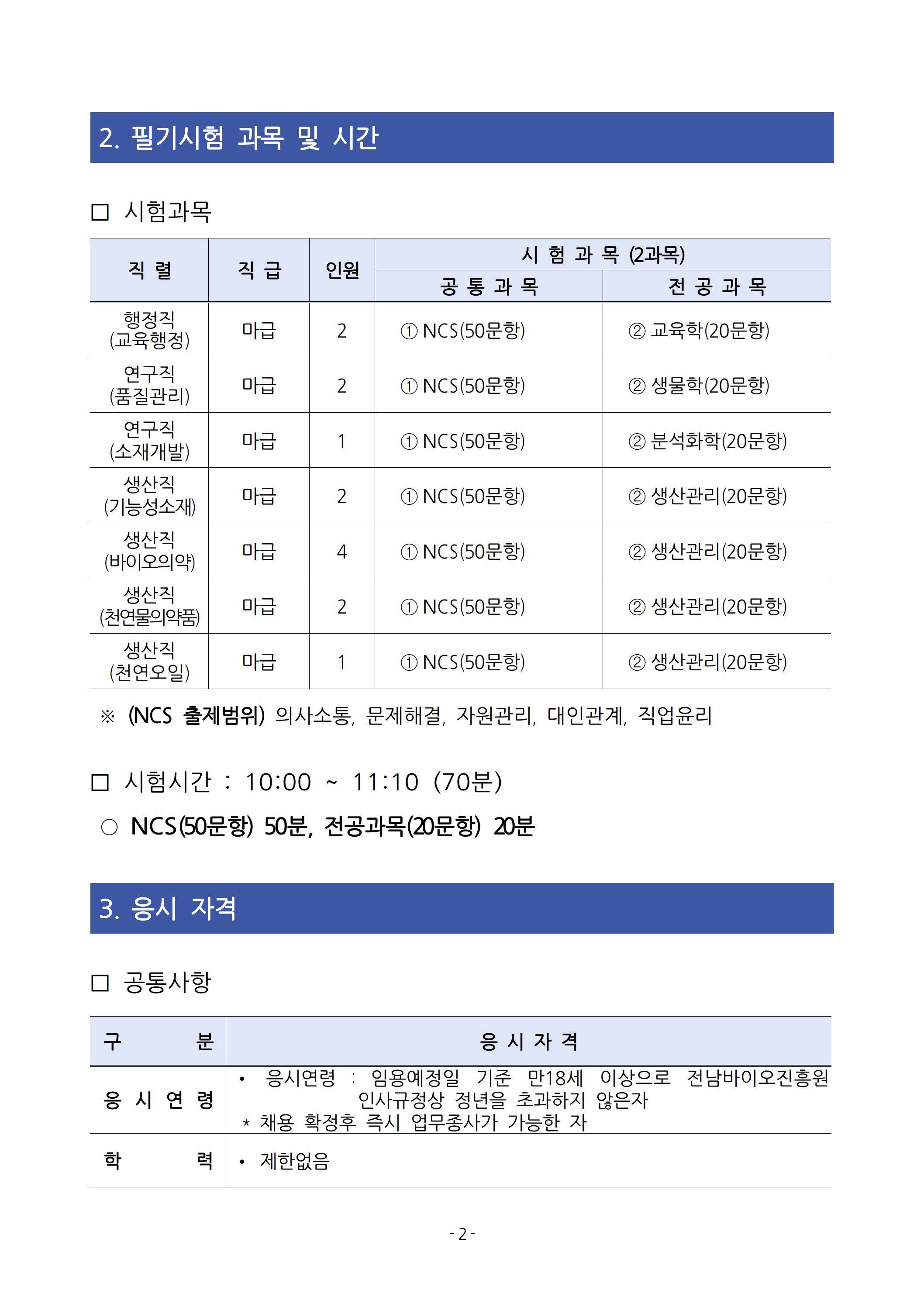 [전남바이오진흥원] 2025년 상반기 직원 채용 공고
