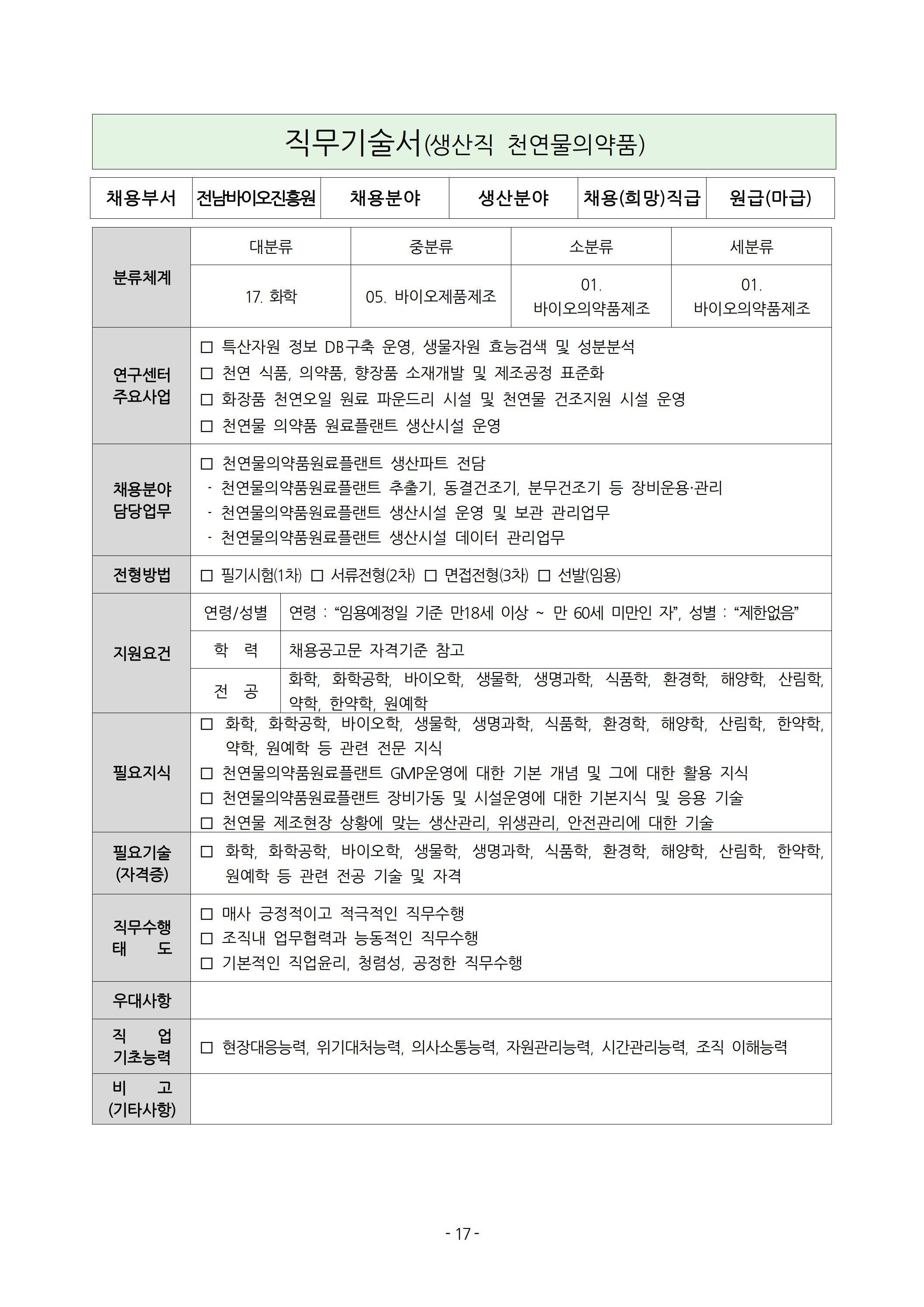 [전남바이오진흥원] 2025년 상반기 직원 채용 공고