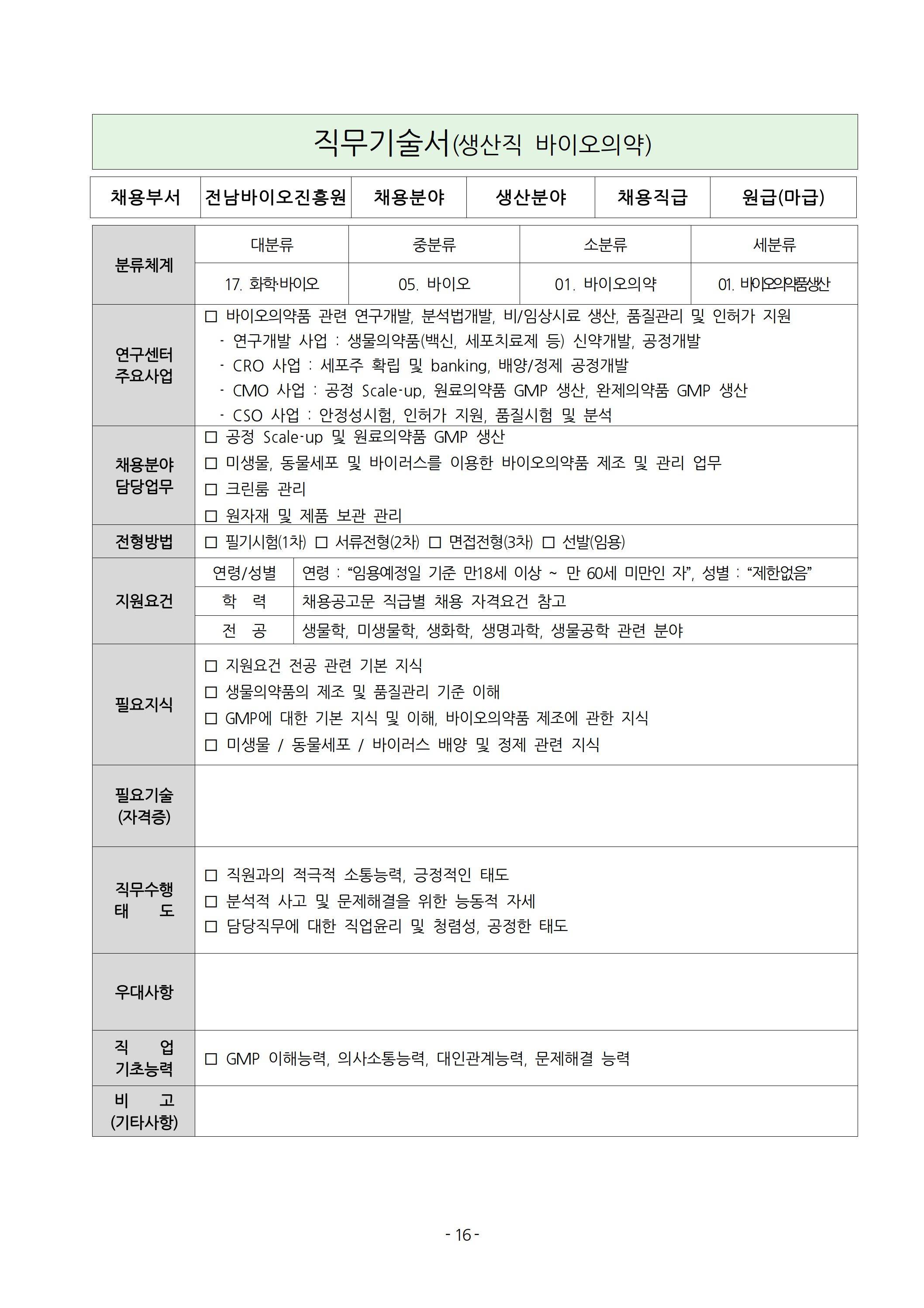 [전남바이오진흥원] 2025년 상반기 직원 채용 공고
