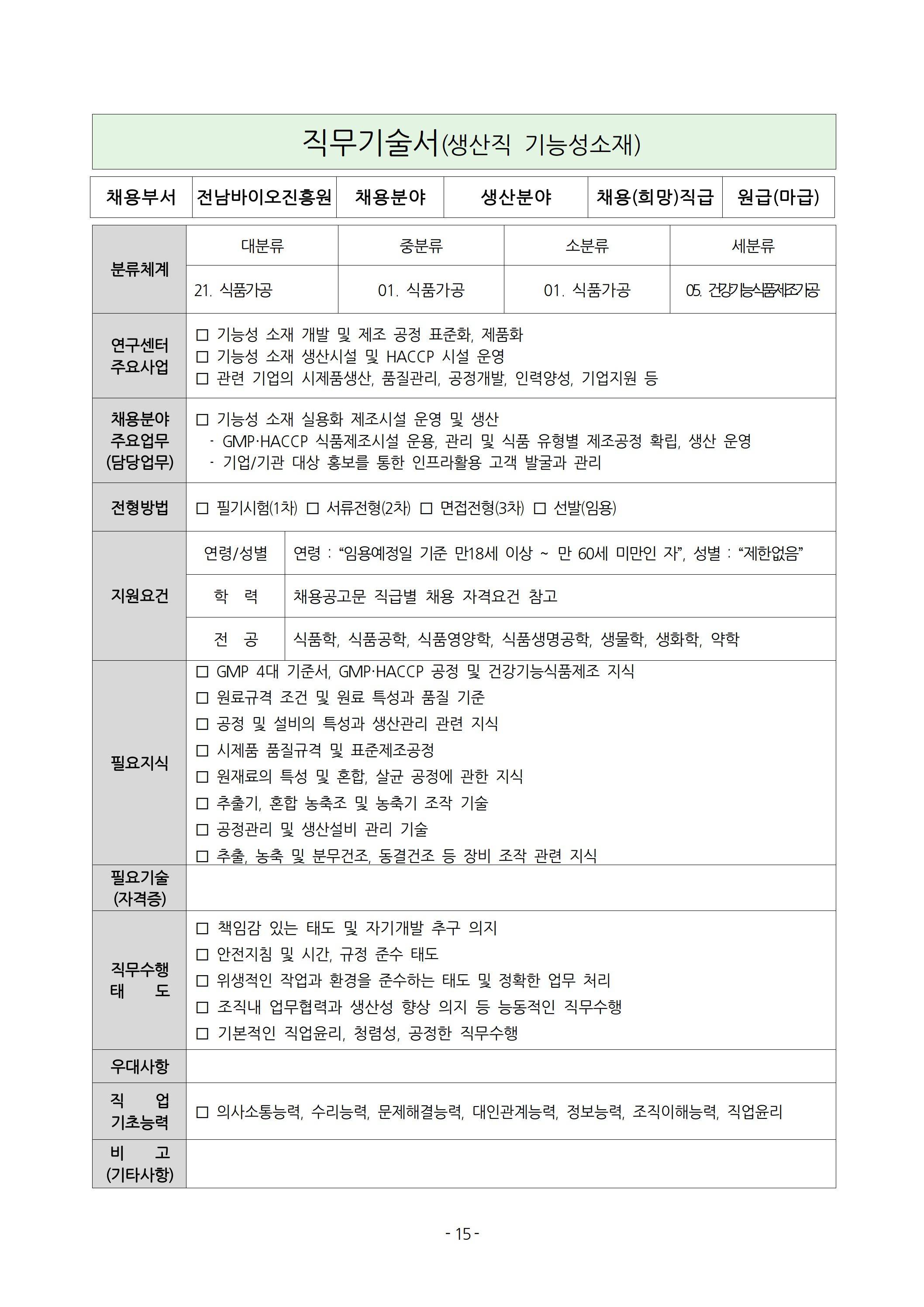 [전남바이오진흥원] 2025년 상반기 직원 채용 공고