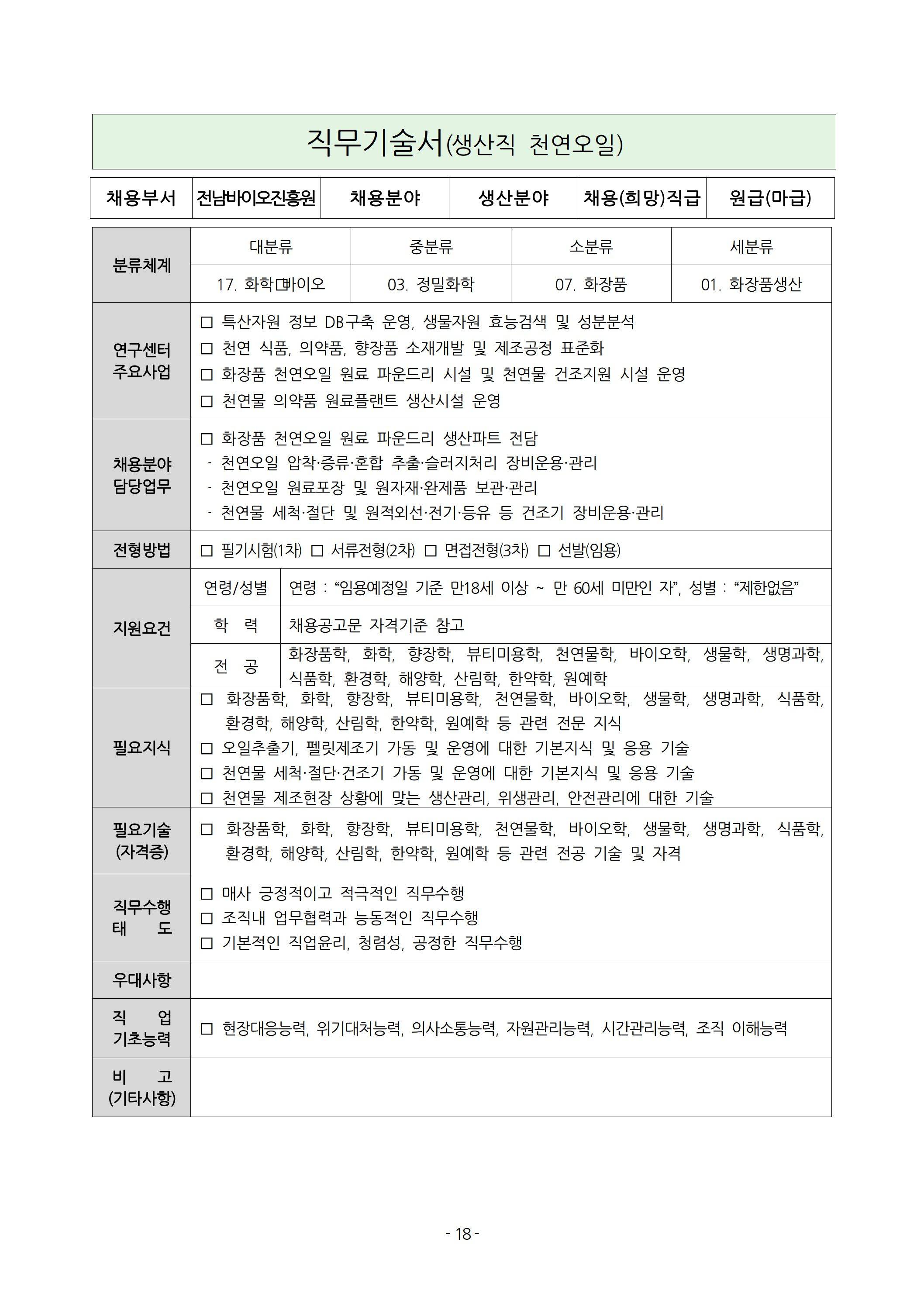 [전남바이오진흥원] 2025년 상반기 직원 채용 공고
