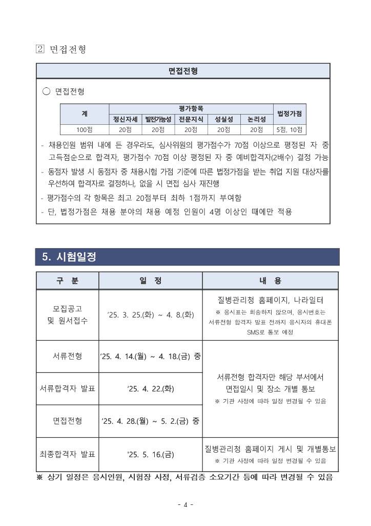 [질병관리청] 2025년 충청권질병대응센터 청년인턴 채용 공고