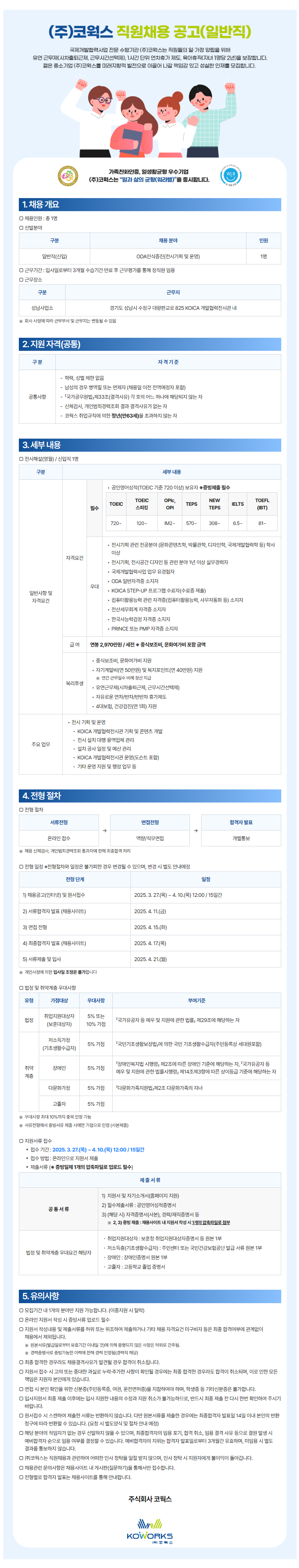 [코웍스] 신규직원 모집공고(일반직-ODA인식증진)_전시기획 및 운영