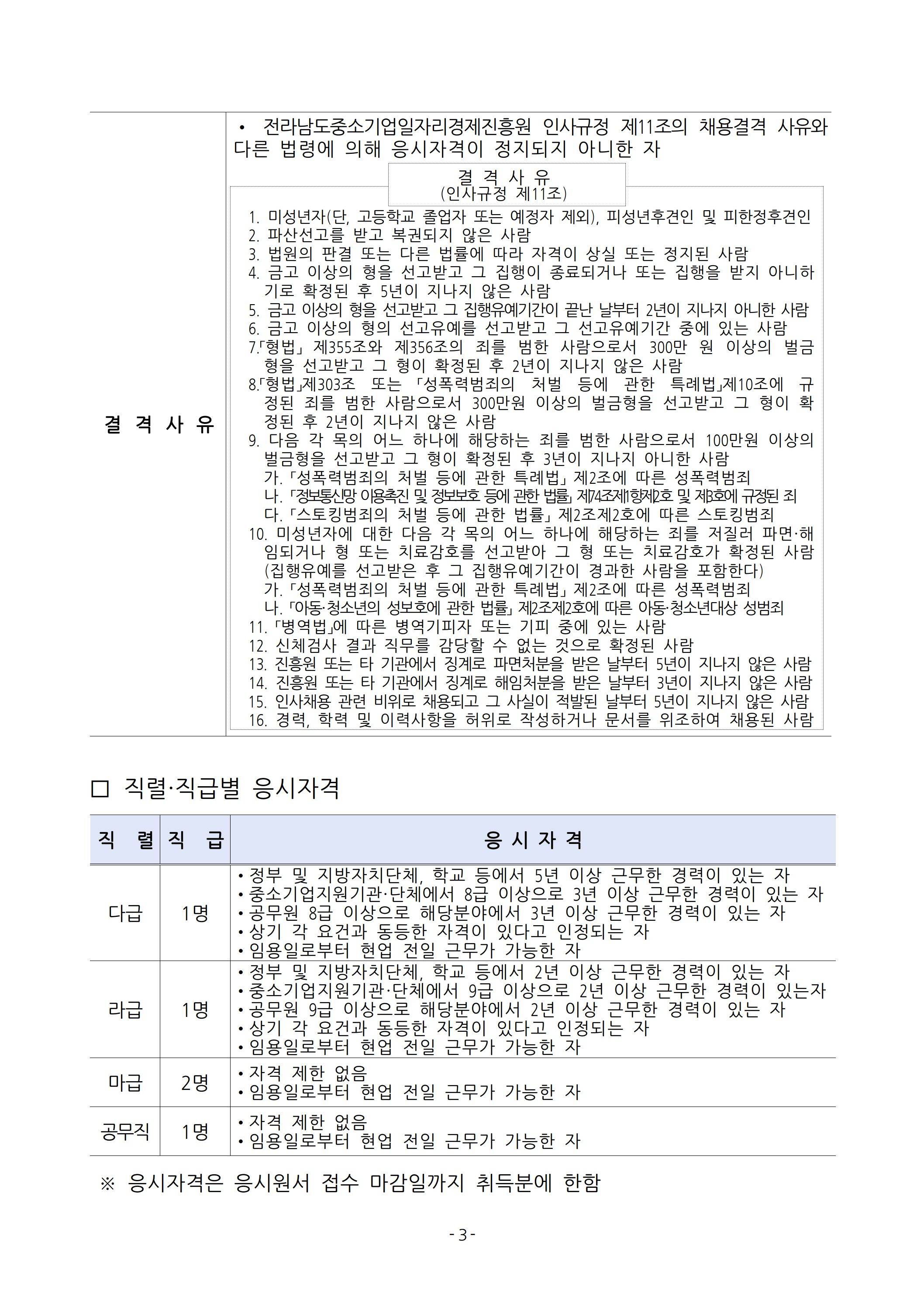 [전라남도중소기업일자리경제진흥원] 2025년 상반기 직원 채용 공고