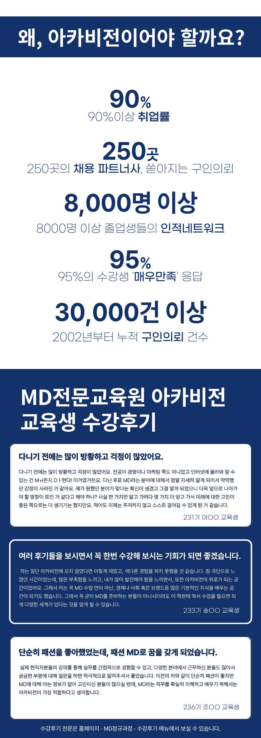 [MD 아카비전] MD 취업연계과정 주말(토)반 4월 19일 개강