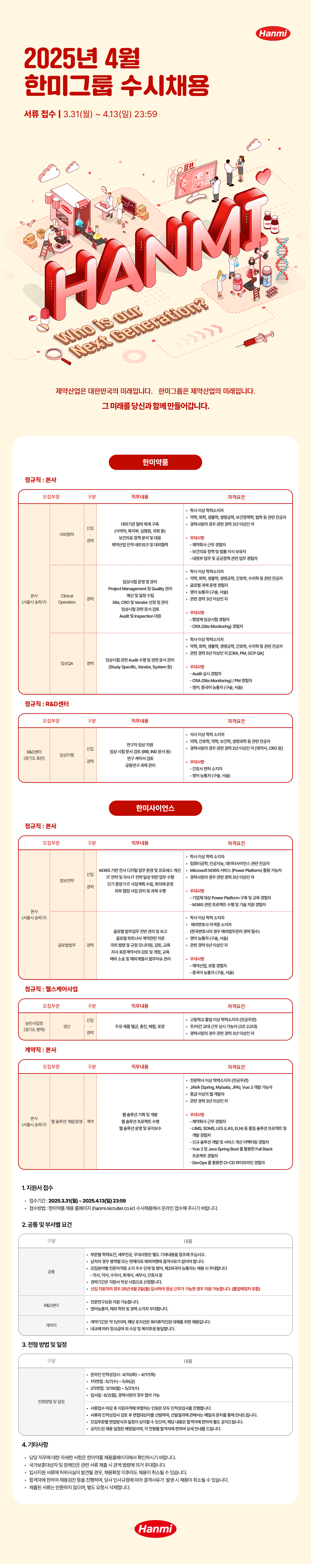 [한미그룹] 2025년 4월 수시채용