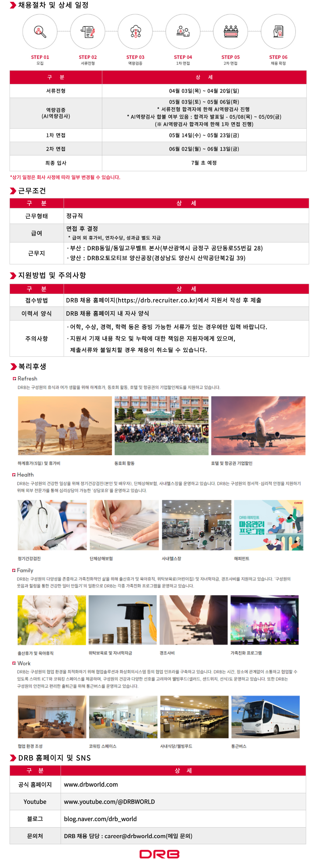 [동일고무벨트] 2025년 2분기 분야별 신입사원 채용