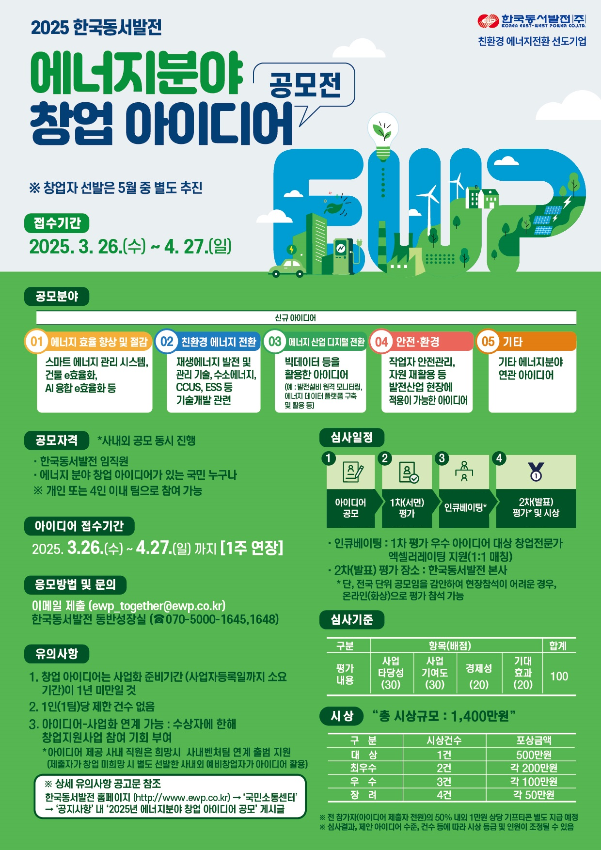 2025 한국동서발전 에너지분야 창업 아이디어 공모전