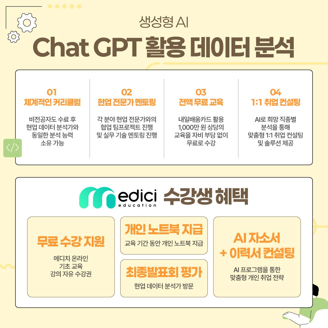 [메디치교육센터x고용노동부] ChatGPT활용 데이터전문가 취업과정 (선착순마감)
