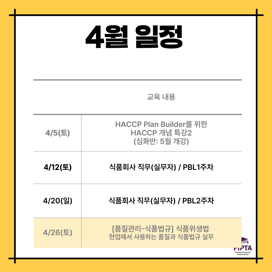 [Off-line 품질관리]식품위생법 특강- 현업에서 사용하는 품질 및 식품법규 실무