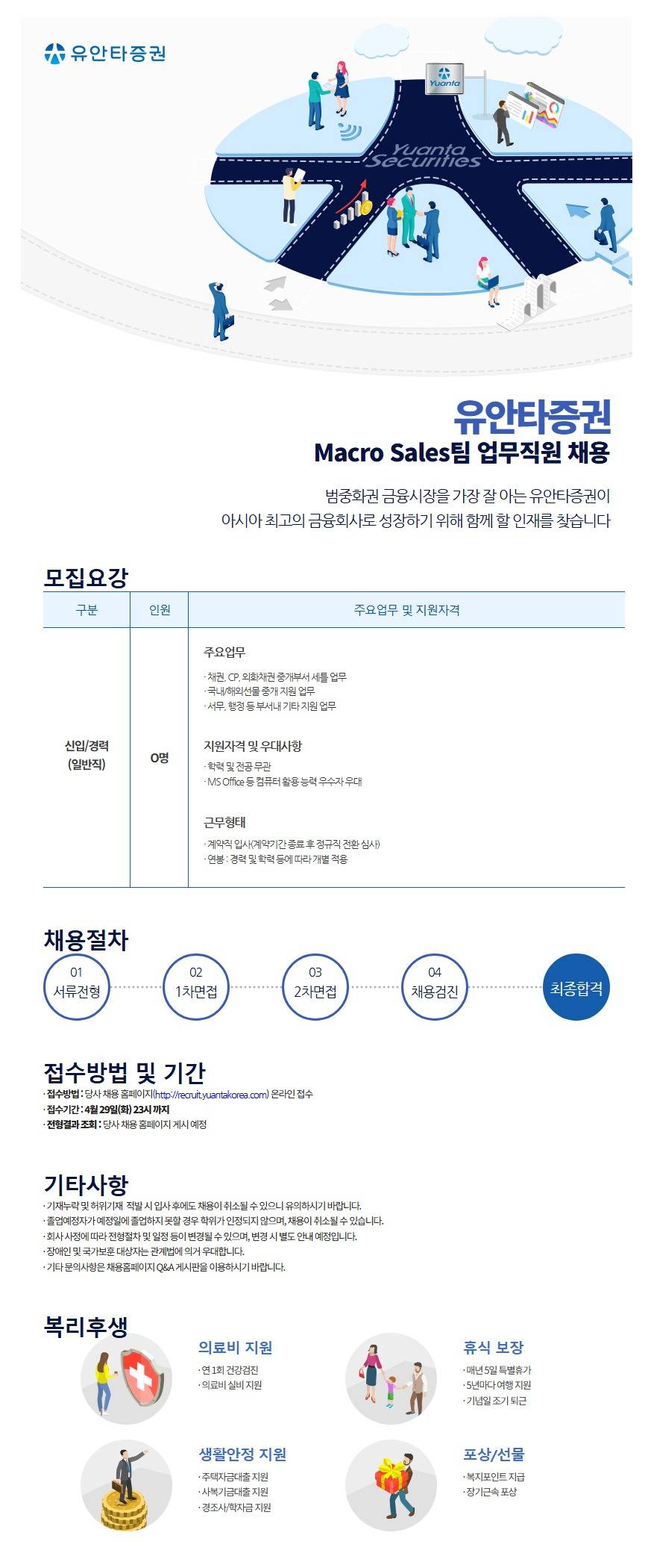 [유안타증권] Macro Sales팀 업무직원 채용