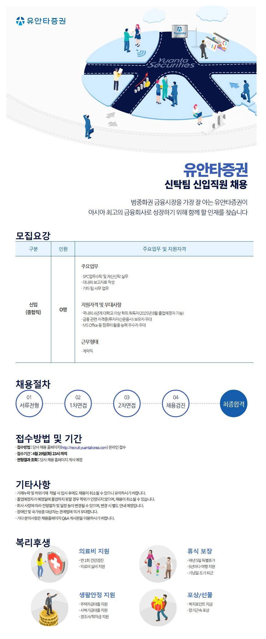 [유안타증권] 신탁팀 신입직원 채용
