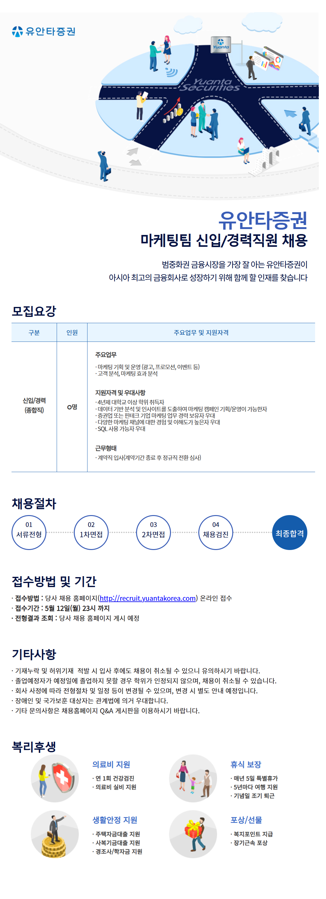 [유안타증권] 마케팅팀 신입/경력직원 채용